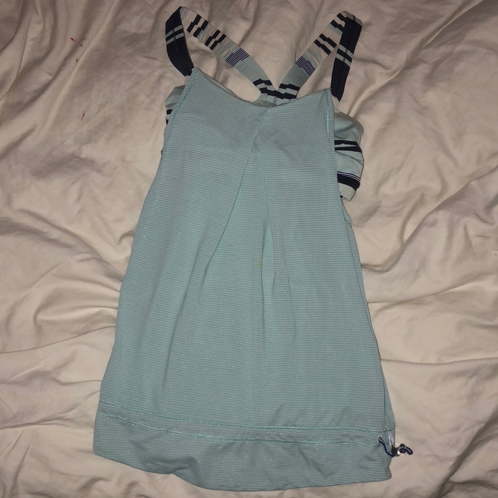 Blue lulu lemon tank with built in bra